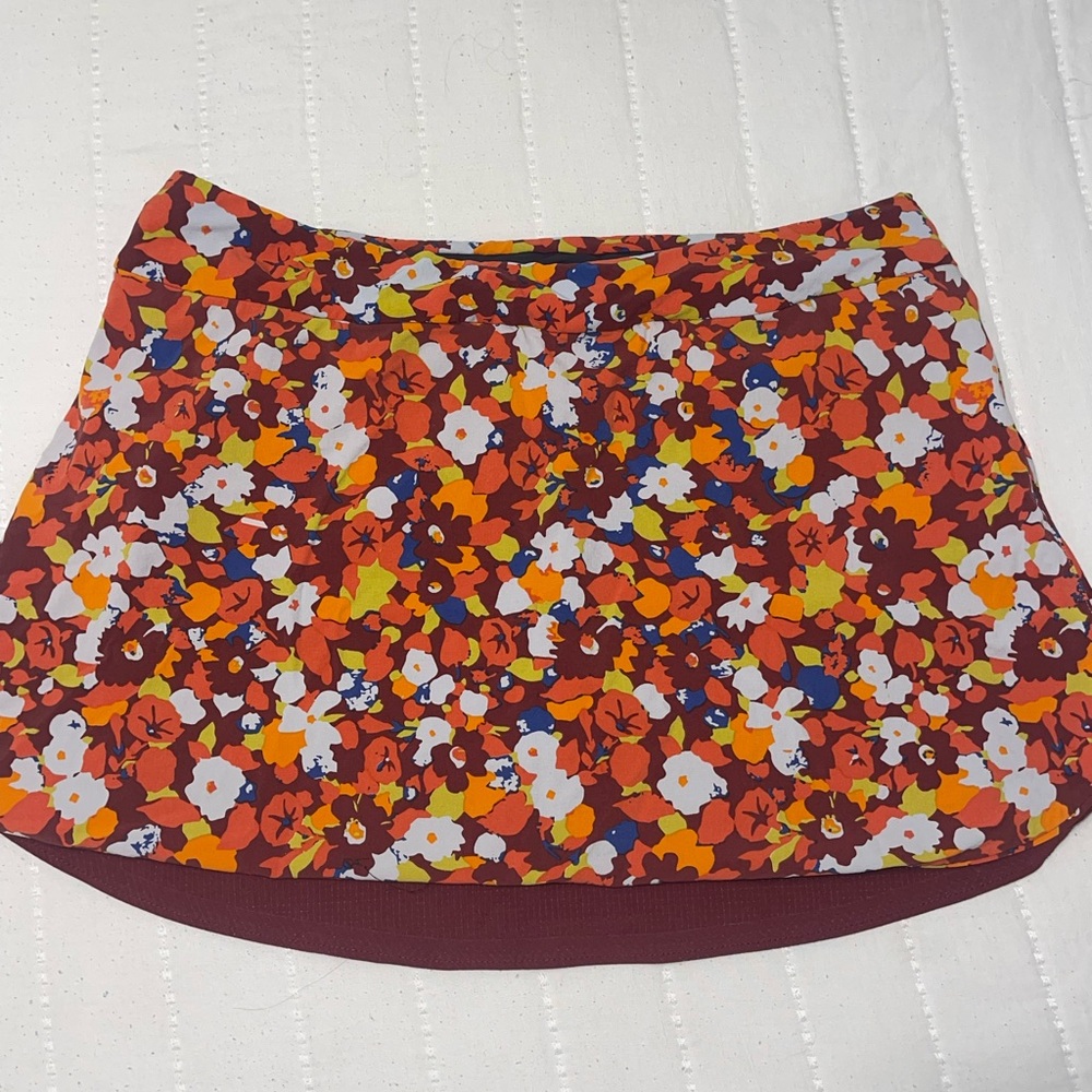 Outdoor Voices Orange Red Bubble Mini Skirt